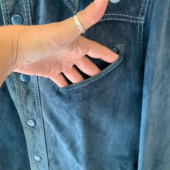 RARE VINTAGE LEATHER! Pioneer Wear Vintage Suede Jacket Embroidered Size LG - Picture 4 of 16